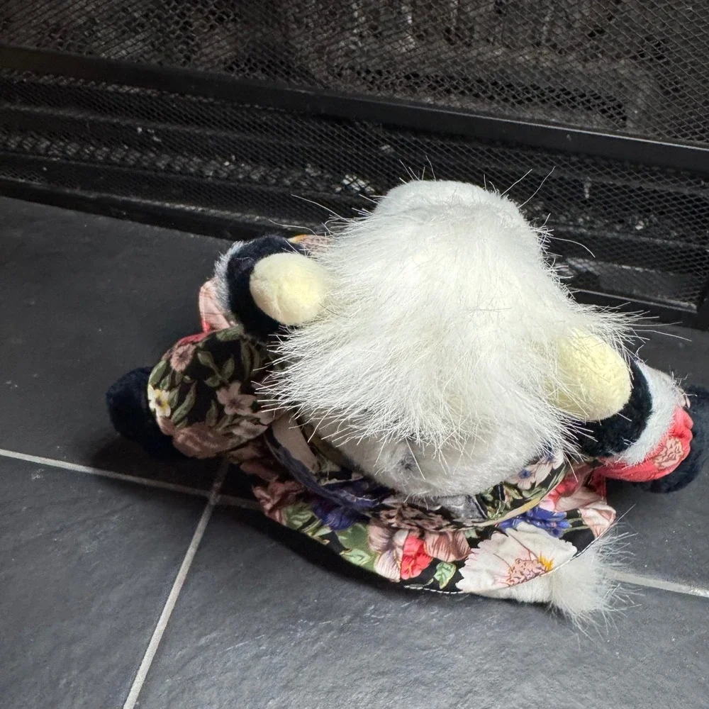 Vintage 1991 PCI Plush Cow‎ Floral Shirt Lavender Pants Stuffed Animal 11 inch
